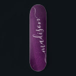 Purple Glitter Shimmer Custom Personalized Name Skateboard<br><div class="desc">Purple Glitter Shimmer Custom Personalized Name Skateboard features a modern purple glitter shimmer with your personalised name in the center. Designed by ©Evco Studio www.zazzle.com/store/evcostudio</div>