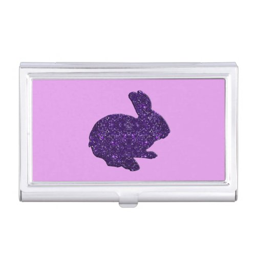 Purple Glitter Silhouette Bunny Card Holder