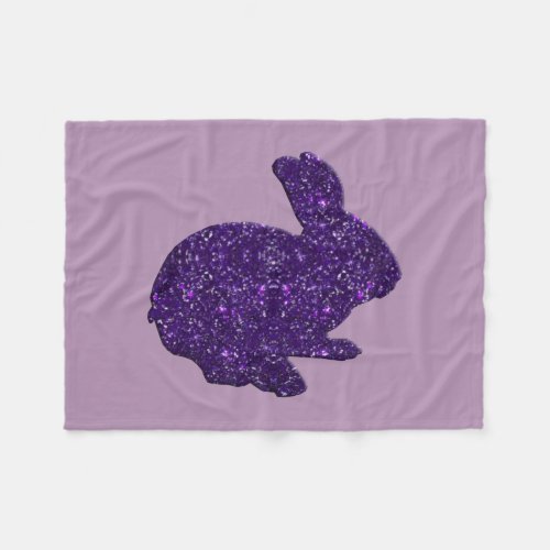 Purple Glitter Silhouette Bunny Fleece Blanket