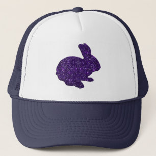 Purple Glitter Silhouette Easter Bunny Hat