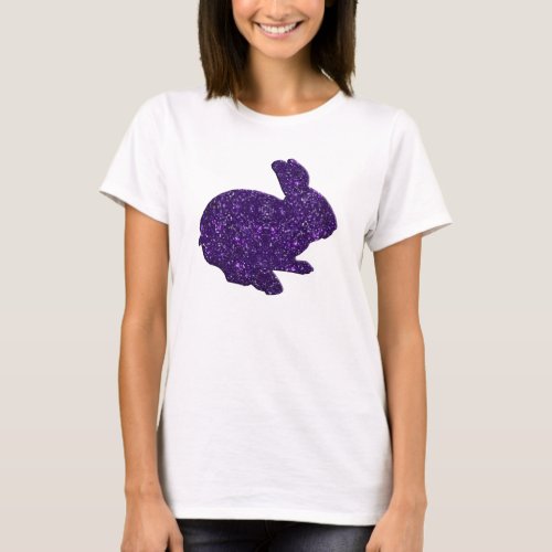 Purple Glitter Silhouette Easter Bunny Shirt