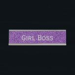Purple Glitter & Silver Girl Boss Funny Corporate Desk Name Plate<br><div class="desc">Purple Glitter and Silver 'Girl Boss' Funny Desk Name Plate.  Pick a pun for your colleague,  business meeting,  white elephant gift,  holiday party and more.  Perfect for an office holiday party or gift.</div>
