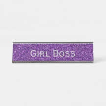 Purple Glitter & Silver Girl Boss Funny Corporate