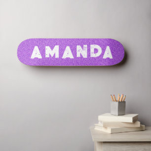 Purple Glitter skateboard grunge personalized name