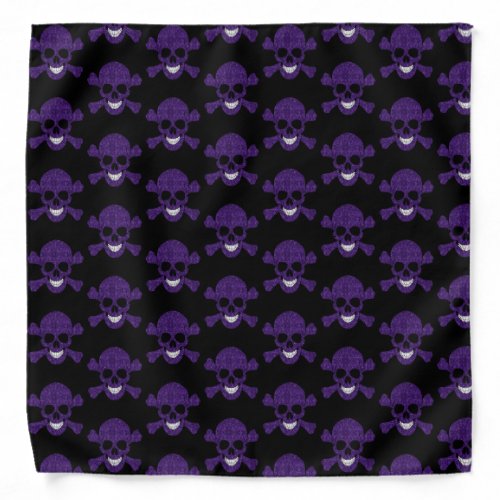 Purple Glitter Skull And Crossbones Bandana