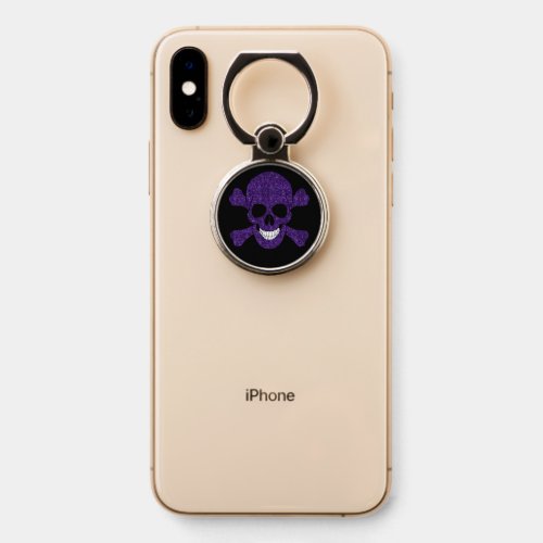 Purple Glitter Skull And Crossbones Phone Ring Stand