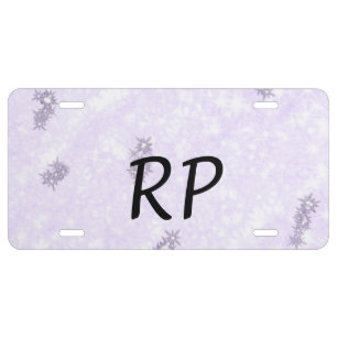 Purple glitter sparkle art add your initial letter license plate