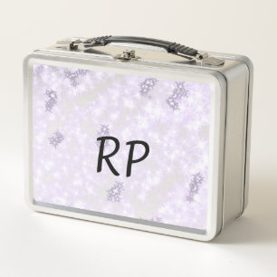 Purple glitter sparkle art add your initial letter metal lunch box