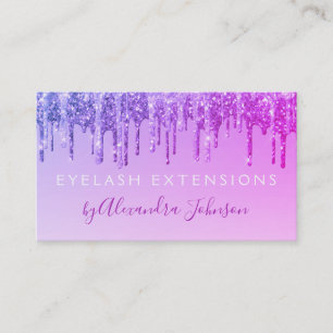 Purple Glitter Sparkle Eyelash Extensions Business Card