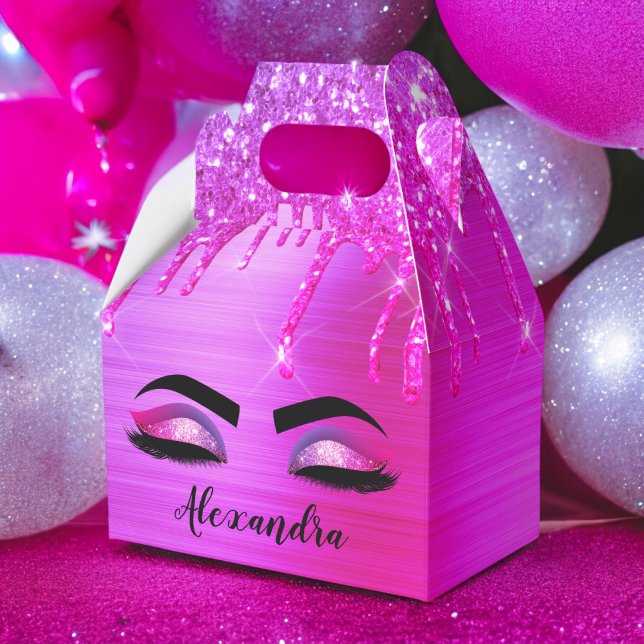 Purple Glitter Sparkle Eyelashes Monogram Name Favor Boxes (Creator Uploaded)