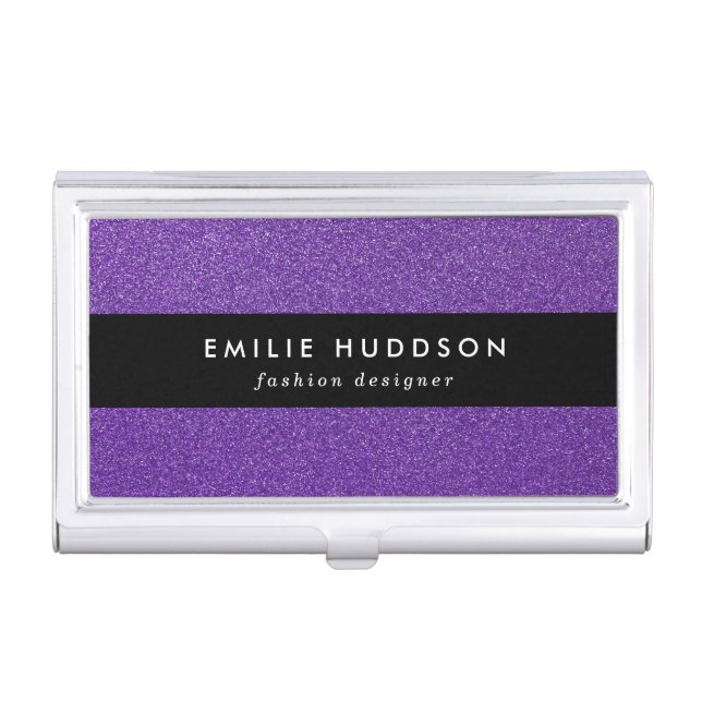 Purple Glitter, Sparkle, Glitter Background Business Card Case (Front)