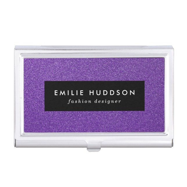 Purple Glitter, Sparkle, Glitter Background Business Card Case (Front)