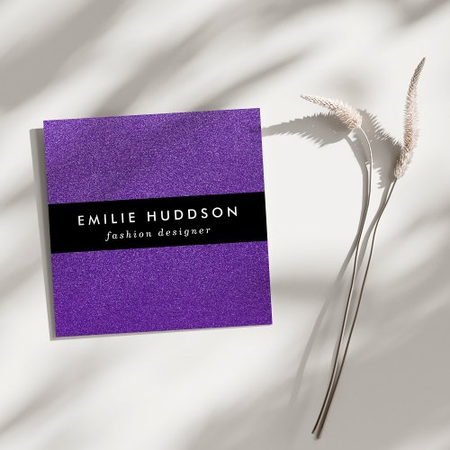 Purple Glitter Sparkle Glitter Background Square Business Card