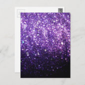 purple glitter sparkle glow shine happy postcard (Front/Back)