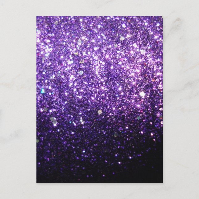 purple glitter sparkle glow shine happy postcard (Front)
