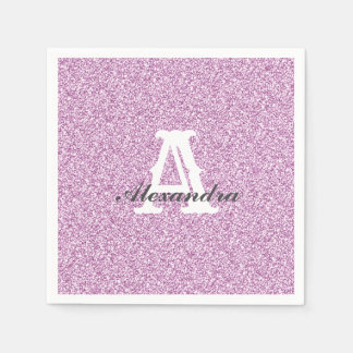 Purple Glitter & Sparkle Monogram Napkin