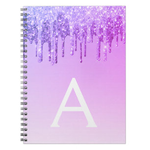 Purple Glitter Sparkle Monogram Notebook
