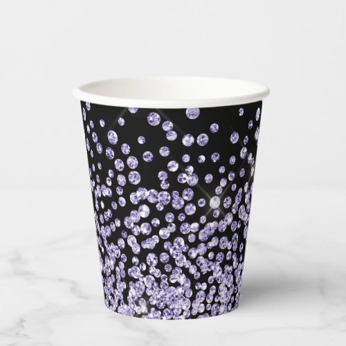 Purple glitter sparkle on black DIY background  Paper Cups