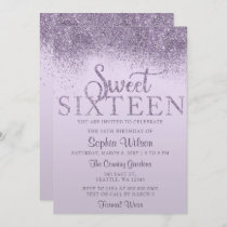 Purple Glitter Sparkle Sweet 16 Birthday  Invitation
