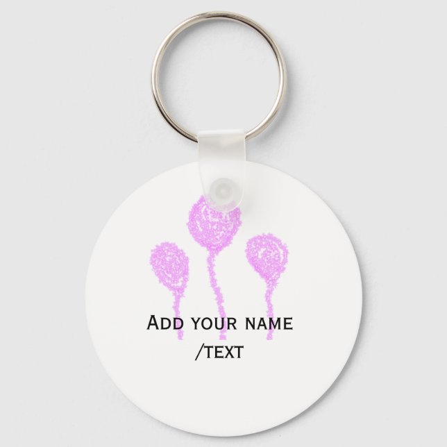 Purple glitter sparkle texture pink balloon  keychain (Front)