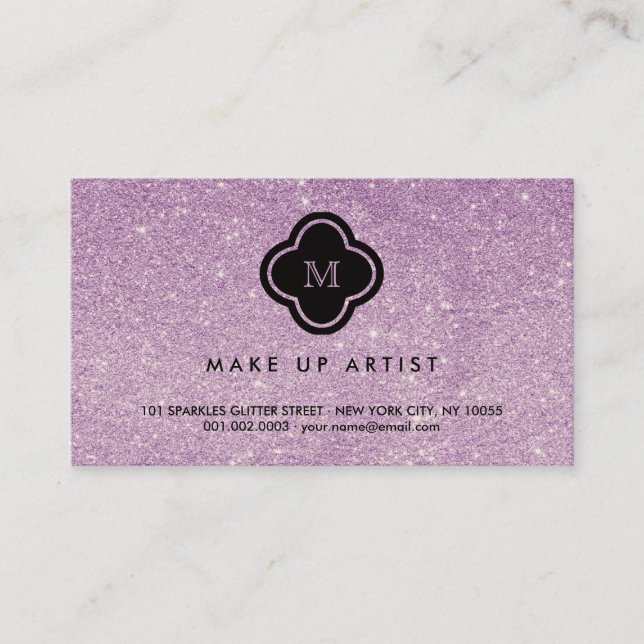 Purple Glitter Sparkles Glam Chic Profile Card (Front)