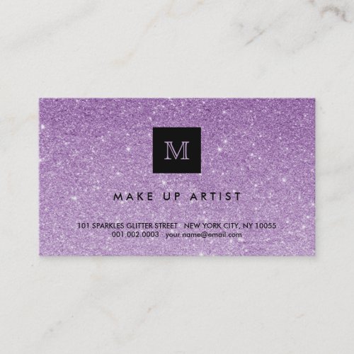 Purple Glitter Sparkles Modern Chic Profile Card Business Cards