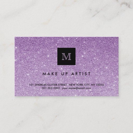 Customizable Purple Glitter Sparkles Modern Chic Profile Card Business Cards