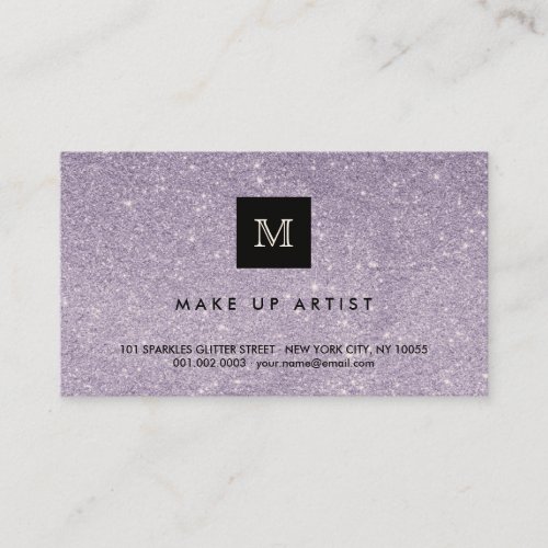 Purple Glitter Sparkles Modern Chic Profile Card Business Cards