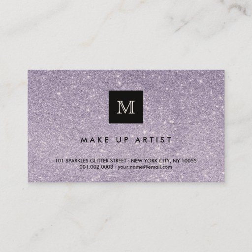 Customizable Purple Glitter Sparkles Modern Chic Profile Card Business Cards