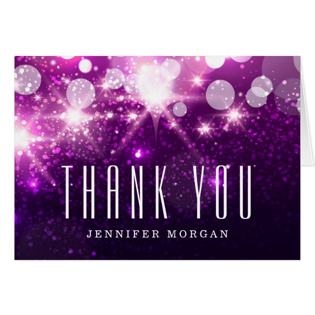 Purple Glitter Sparkles Thank You Card