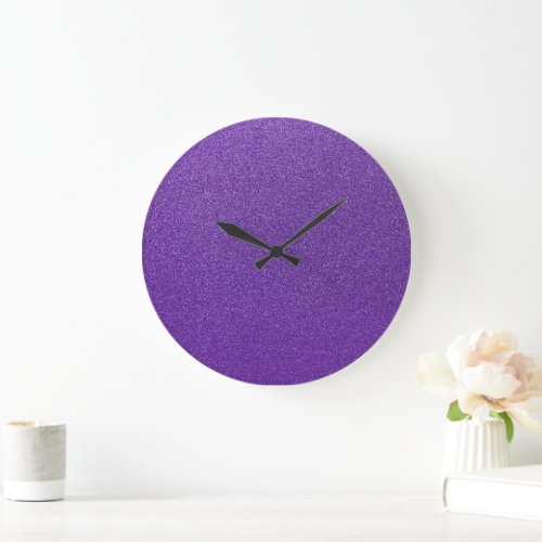 Purple Glitter Sparkly Glitter Background Large Clock