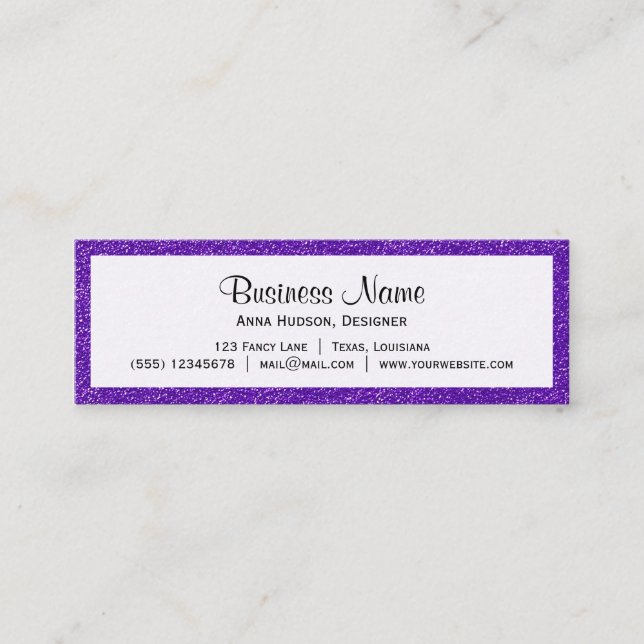 Purple Glitter, Sparkly, Glitter Background Mini Business Card (Front)