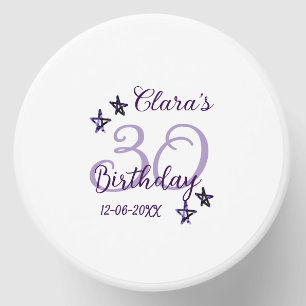 Purple glitter stars 30th birthday modern retro mini candle favors