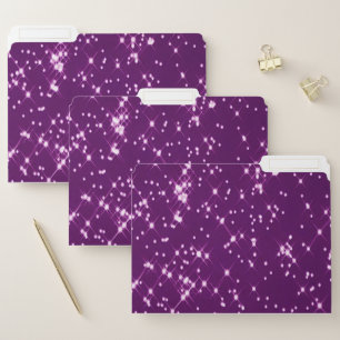 Purple glitter stars file folder