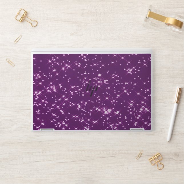 Purple glitter stars HP laptop skin (Desk)