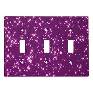 Purple glitter stars light switch cover