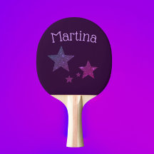 Purple Glitter stars personalized ping pong paddle