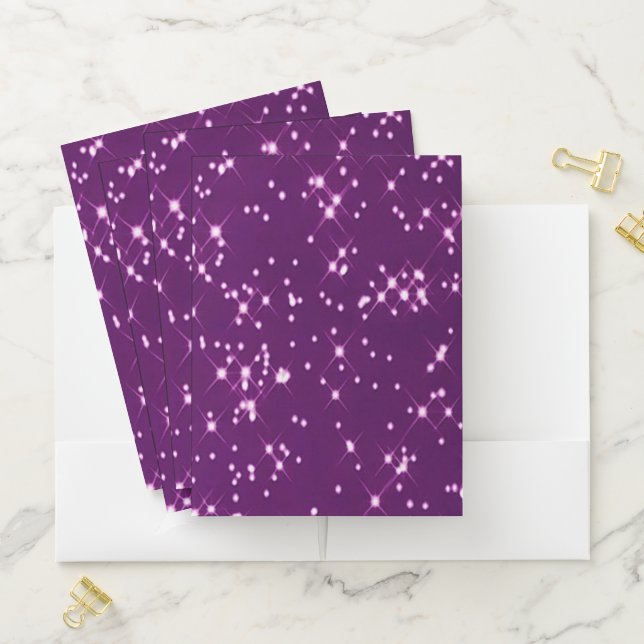 Purple glitter stars pocket folder (In Situ)