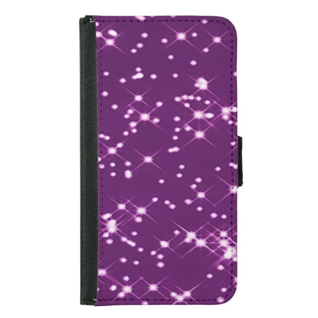 Purple glitter stars samsung galaxy wallet case (Front)