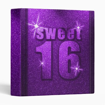 Purple Glitter Sweet 16 Birthday Binder by youreinvited at Zazzle