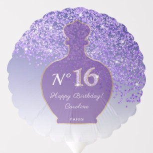 Purple Glitter Sweet 16 Paris Boutique Perfume Balloon