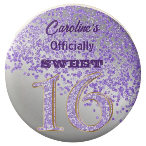 Purple Glitter Sweet 16 Party Monogrammed Chocolate Covered Oreo