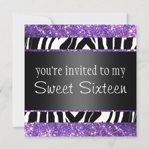 Purple Glitter Sweet Sixteen Invitation