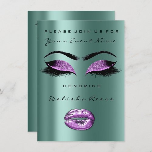 Purple Glitter Teal Bridal Shower Sweet 16th Invitation