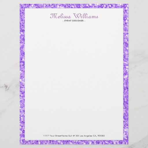 Purple glitter texture letterhead
