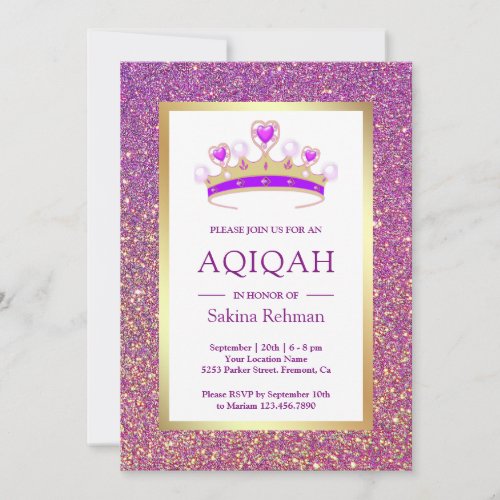 Purple Glitter Tiara Princess Aqiqah