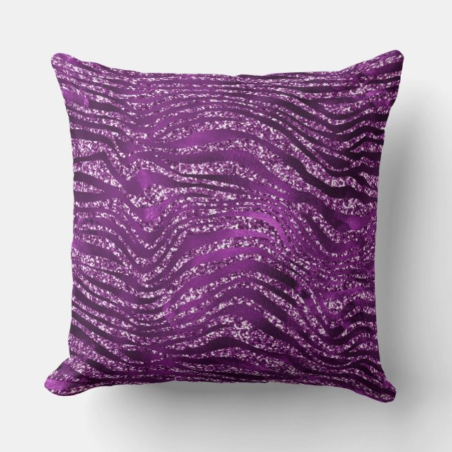 Purple Glitter/Tiger Sparkle Reversible Pillow (Front)