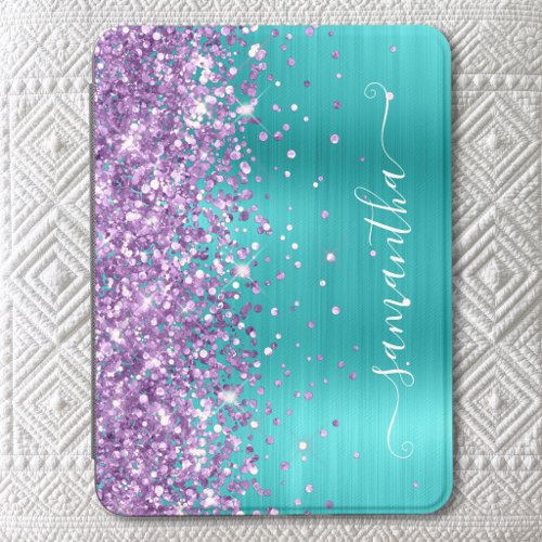 Purple Glitter Turqoise Blue Glam Girly Signature Kindle Cover