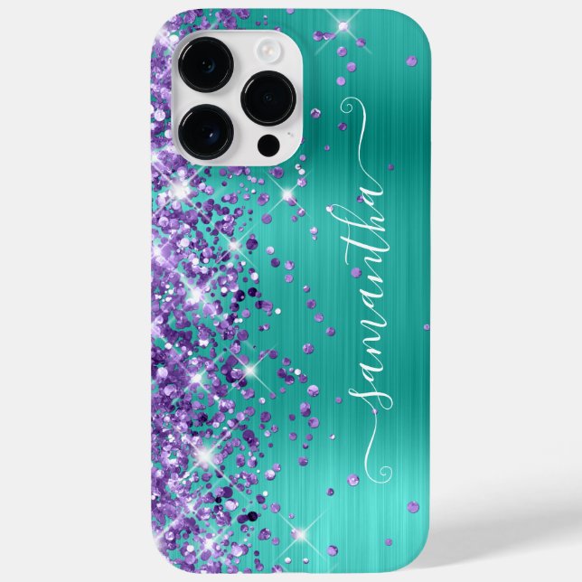 Purple Glitter Turquoise Glam Girly Signature Case-Mate iPhone Case (Back)