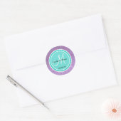 Purple Glitter & Turquoise Wedding Monogram Label (Envelope)